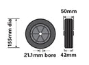 Maypole 155mm Black Plastic Spare Wheel Fits MP225 Jockey Wheel