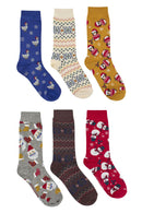 SOCK SHOP MENS & WOMENS CHRISTMAS CRACKER BAMBOO SOCKS 6-PAIR GIFT BOX