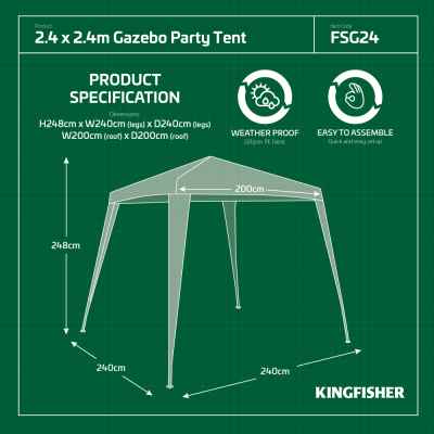 Kingfisher 2.4 X 2.4M Gazebo Party Tent