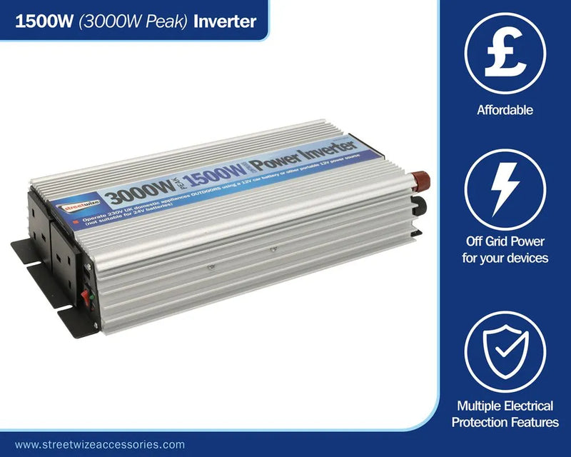 Streetwize 1500W (3000W Peak) Modified Sine Wave Inverter